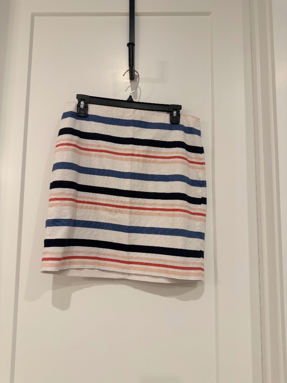Ann Taylor Cotton Skirt 10 Striped Navy Pink White